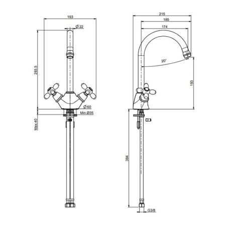 Fima Carlo Frattini Kitchen Смеситель для кухни, на 1 отв., Olivia, цвет: золото, артикул F5007OR