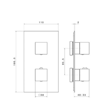 Встраиваемый термостатический смеситель для душа FUTURA с регулировкой температуры, матовый черный, артикул 67648EKM.01.093