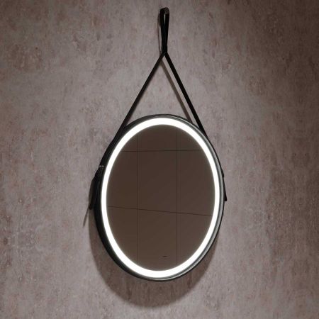 Зеркало VLM-2N700+  D710 с подсветкой на кожаном ремне, датчик на движение, цвет черный