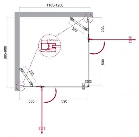Душевой уголок BelBagno KRAFT-AH-22-120/80-C-Cr-L, артикул KRAFT-AH-22-120/80-C-Cr-L