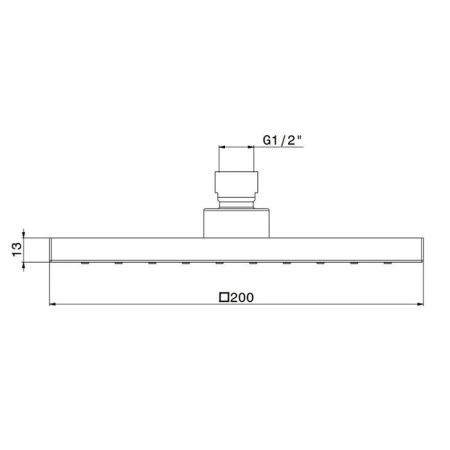 Латунная верхняя квадратная душевая лейка FUTURA «тропический дождь, без кронштейна, хром, артикул 26598KM.21.018