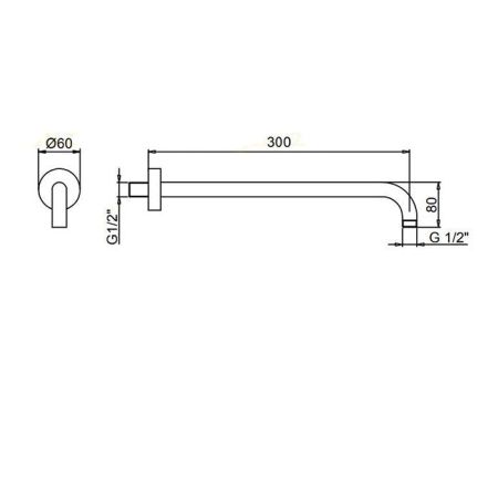 Держатель верхнего душа, Fantini, вид-настенный, вынос, мм-300, цвет-хром, артикул 86 02 8027