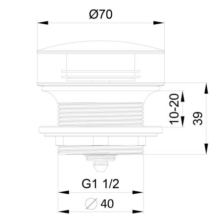 Донный клапан для ванны 1 1/2 WONZON & WOGHAND, Черный матовый (WW-SS105-MB), артикул WW-SS105-MB