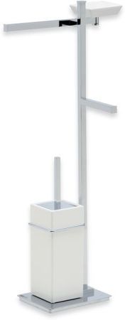 Stil Haus Urania, стойка: мыльн. + полотенцедер. + бумагодер. + ёрш кер., цвет хром - бел. керамика, артикул U21(08-BI)