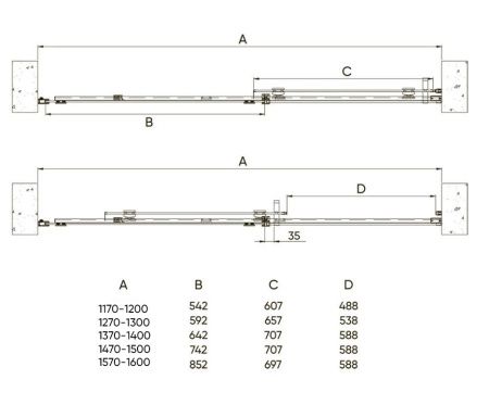 Душевая дверь Veconi Vianno VN-70, 1600x1950, черный, стекло прозрачное