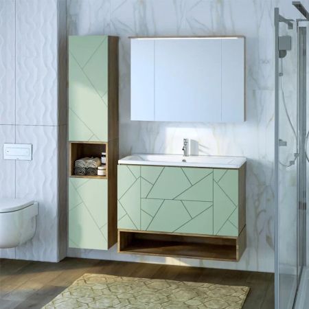 Зеркальный шкаф Бриклаер КРИСТАЛЛ 95 см, дуб гранж песочный, артикул 4627125417245