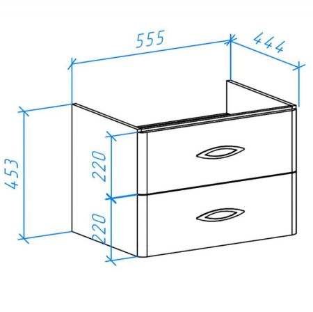 Тумба под раковину Bellezza Джела 60 4639809670013 2 ящика подвесная Белая, артикул 4639809670013