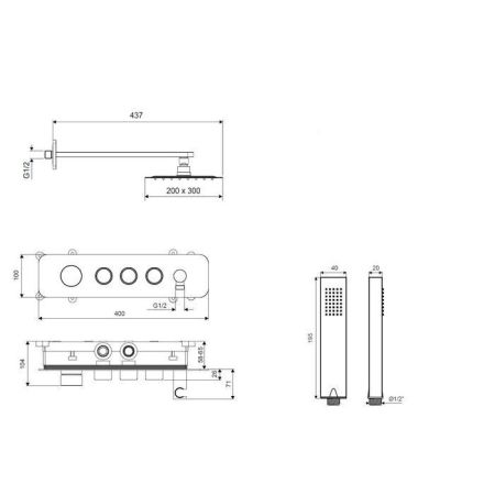 Система для душа скрытого монтажа EXCELLENT Krotos AREX.SET.8036CR (хром), артикул AREX.SET.8036CR