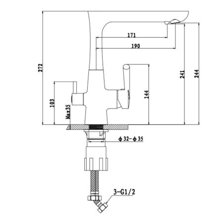 Смеситель для кухни с подключением фильтра GranFest 3223, песочный