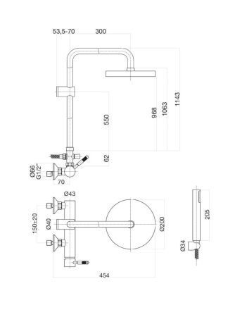 Душевая система Fiore XENON 44NN5168, черный, артикул 44NN5168