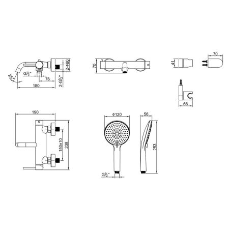 Смеситель Lemark Kalina для ванны (LMF-2122S-BN), артикул LMF-2122S-BN