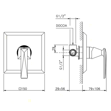 Nicolazzi Vincent Смеситель для душа на 1 отверстие, встраиваемый, цвет: хром, артикул 3006CR35