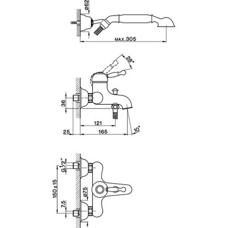 CISAL Arcana Royal Смеситель для ванны с душевым комплектом, цвет золото