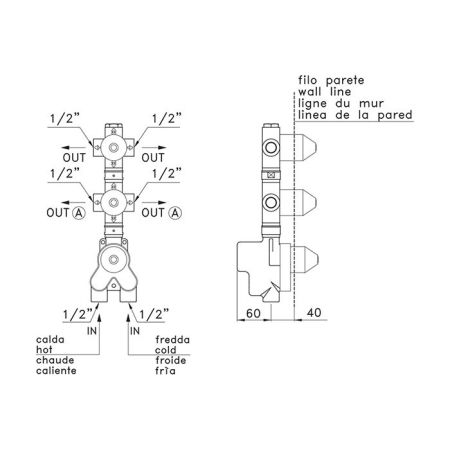 Stella Встраиваемая часть термостатического смесителя на 2 источника, артикул UN 06004 0000