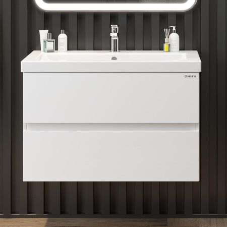 Тумба Onika Эвада 80 подвесная, белая (ум. Como 80), артикул 108058