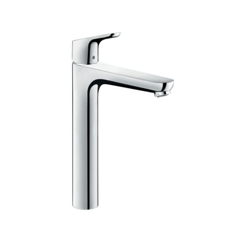 Смеситель для раковины, Hansgrohe, Focus, тип открывания воды-однорычажный, тип регулирования воды-керамический узел смешивания, отверстия для монтажа-1, высота, мм-315, вынос излива, мм-185, стандарт подвода воды-3/8", цвет-хром, подходит для проточных в