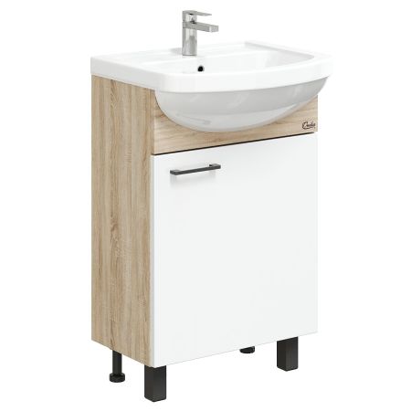 Тумба Onika Эко 52 Black напольная, белая/дуб сонома (ум. Акватон 52), артикул 105208