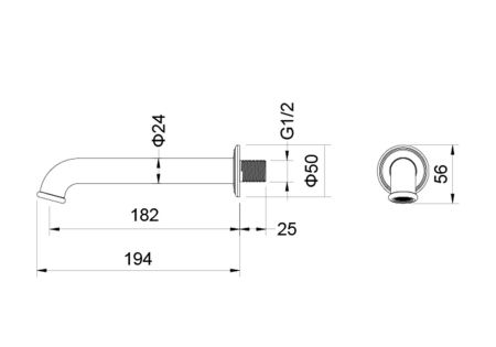 Излив для ванны 182 мм AQUATEK, полир. золото AQ1541PG КЛАССИК, артикул AQ1541PG
