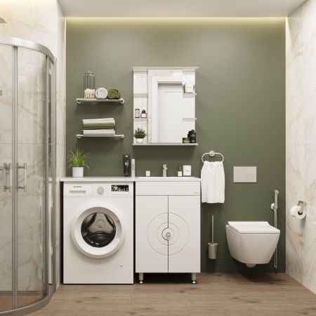 Тумба Onika Космос 60 напольная, под стиральную машину, белая (ум.Onika 120), артикул 106019