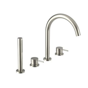 Oioli Micro, комплект однорычажного смесителя на борт ванны (излив 21.2 см), на 4 отверстия, цвет брашированный никель C54