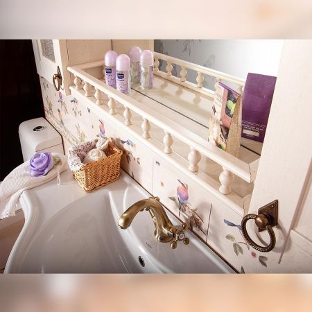 Зеркало со шкафчиком и балюстрадой Бриклаер КАНТРИ 115SB, бежевый дуб прованс, артикул КАНТРИ 115SB