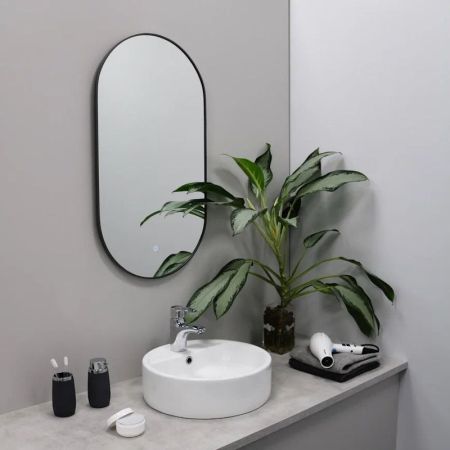 Зеркало с подсветкой LED Fixsen FX-3100F овальное 50х100 см, графит, артикул FX-3100F