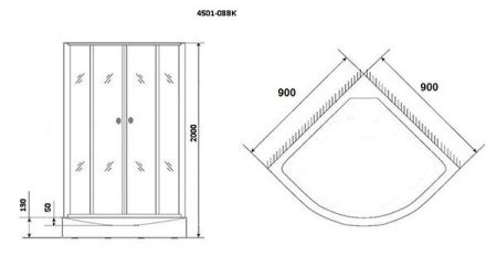Душевая кабина Niagara Eco NG-4501-08 90х90 стекло матовое задняя стенка Черная