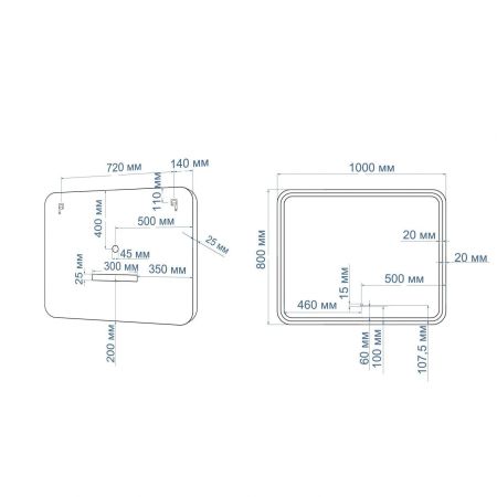 Зеркало с подсветкой ART&MAX GENOVA AM-Gen-1000-800-DS-F, артикул AM-Gen-1000-800-DS-F