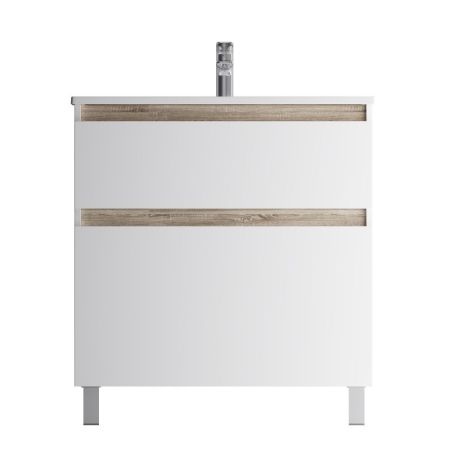 M85AFSX0802WG X-Joy, База под раковину, напольная, 80 см, 2 ящика, белый глянец