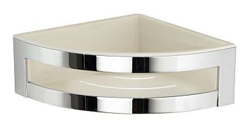 Gedy, решётка угловая 1-уровневая c ABS вкладышем (19,1х19,1хh7,3), цвет хром - белый пластик