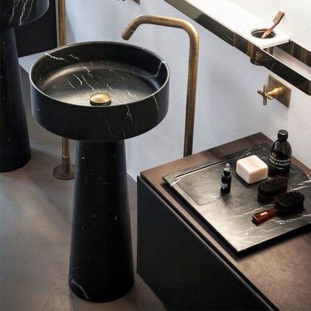 Agape Bjhon Напольная раковина 47х47х90 см, мрамор Marquina, цвет: черный