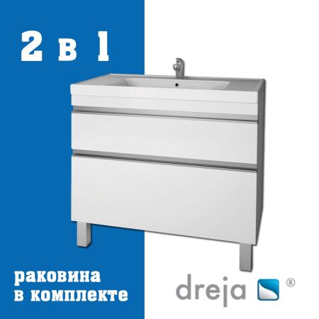Тумба с раковиной подвесная/напольная Dreja Grace Plus 90 см, белый, артикул 99-0906-com