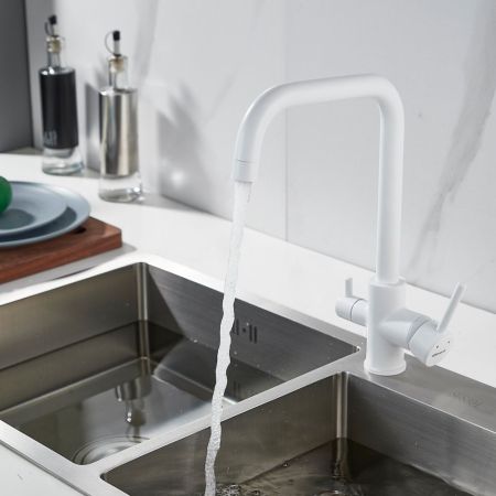 Смеситель для кухни с подключением фильтра Shevanik S228C, белый, артикул S228C