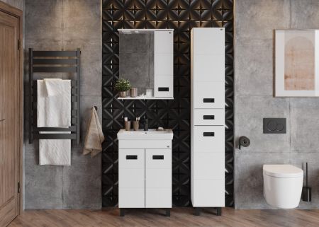 Тумба Onika Балтика-Квадро Black 60 напольная, белая (ум.Тигода 60), артикул 106139