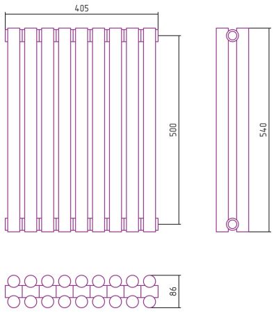 Отопительный радиатор ЭСТЕТ-11 н/ж 500х405 / 9 сек (БЕЛЫЙ), артикул 12-0302-5009