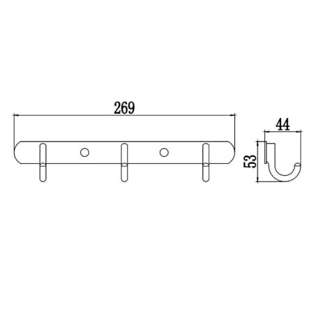 Планка с крючками Savol S-001253, хром, артикул S-001253