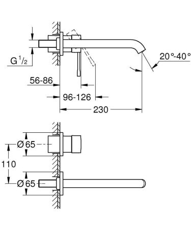 Смеситель для раковины GROHE Essence New на 2 отверстия, теплый закат матовый (19967DL1), артикул 19967DL1