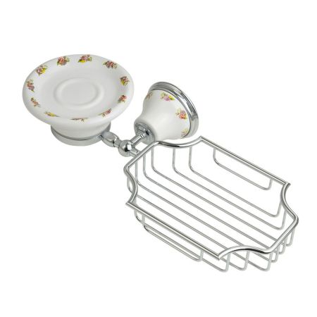 PROVANCE Мыльница с корзинкой настенная, керамика с декором/хром, артикул 17664