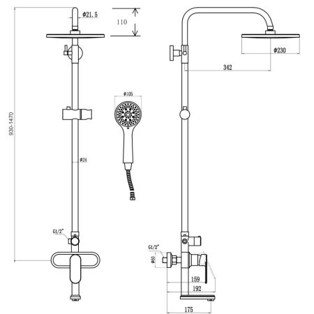 Душевая система Savol S-600308, хром, артикул S-600308