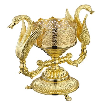 LUXOR Мыльница настольная (два лебедя), стекло декор золото/золото, артикул 26218