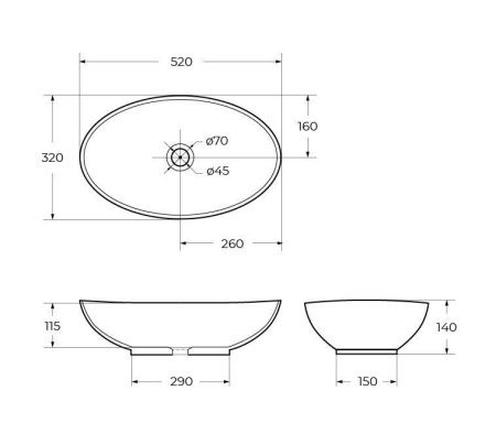 Раковина накладная BELBAGNO BB1147 520x320x140