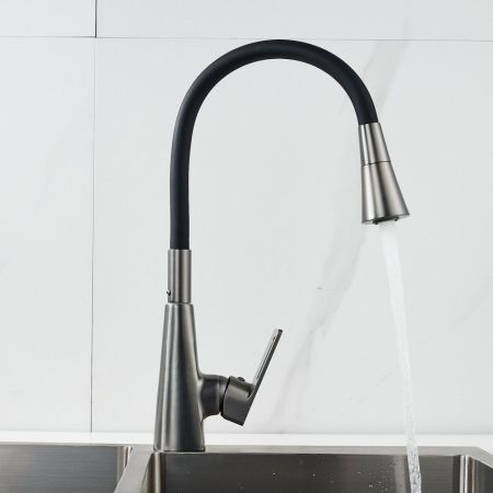 Смеситель для кухни с гибким изливом Raffine F313T-3, оружейная сталь