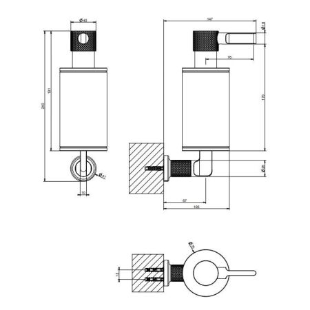 GESSI INCISO Дозатор для жидкого мыла настенный, цвет: черный/хром, артикул 58514#031