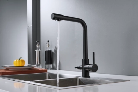 Смеситель для кухни с подключением фильтра Shevanik S328H, черный, артикул S328H