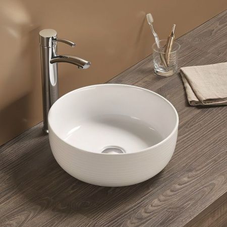 Раковина керамическая накладная AM-102, цвет белый, 358x358x137, артикул AM-102