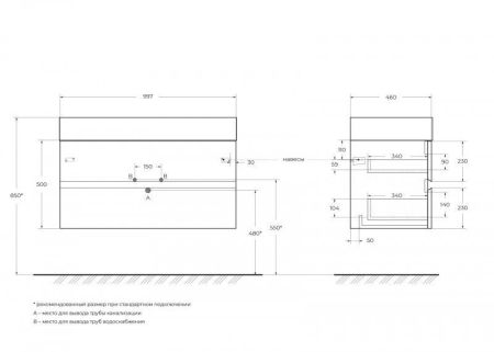Мебель для ванной CEZARES MOLVENO 46, артикул MOLVENO 46-120-2C-SO-BG