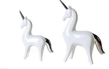 Casablanca, керамическая фигурка большая "Единорог", цвет бело-серебристый, артикул 46508