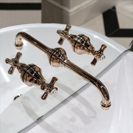 Devon Kalos Смеситель Austin настенный на 3 отв, цвет светлое золото, артикул KALOS/AUST-3FOT