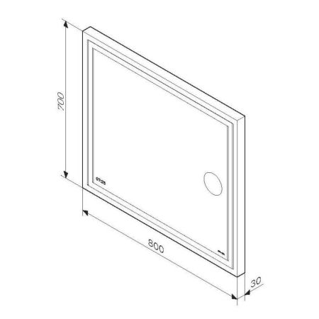 M91AMOX0803WG Универсальное зеркало с контурной Led-подсветкой, часами и косметическим зеркалом, 80
