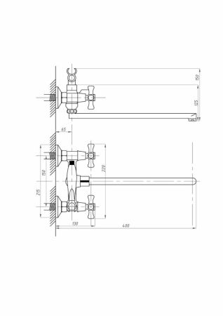 Смеситель для ванны с душем FAUZT FZs-701-07 тип См-ВУДРНШлА, артикул FZs-701-07